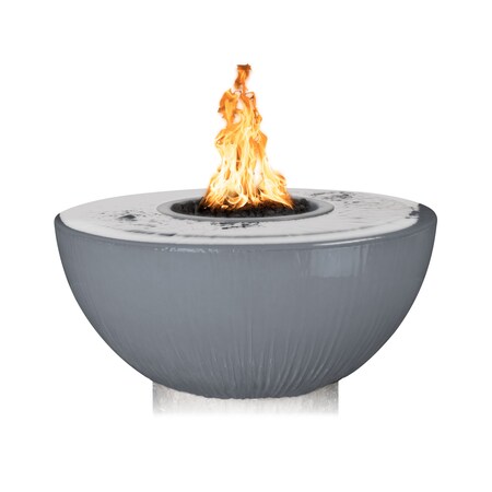 The Outdoor Plus 38 Round Sedona Fire & Water Bowl - GFRC Concrete - Gray - Match Lit - Liquid Propane OPT-38FW360-GRY-LP